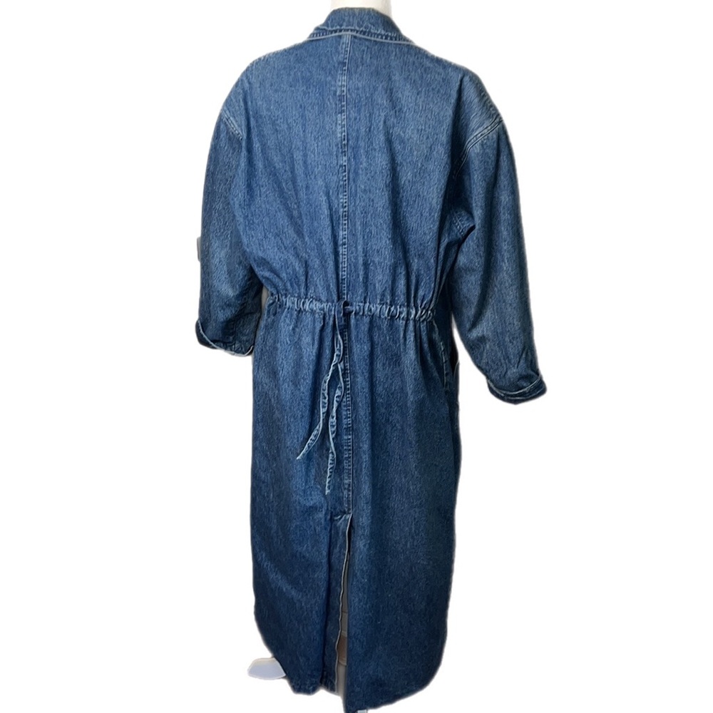 Vintage Nordstrom Denim Full Length Trench Coat L - Picture 4 of 14